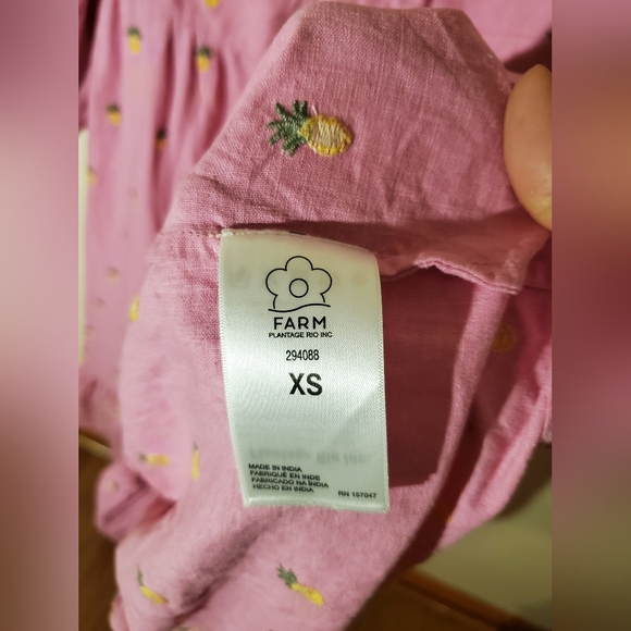 FARM RIO Embroidered Pineapples Midi Dress In Pink Size Xs - Picture 13 of 15